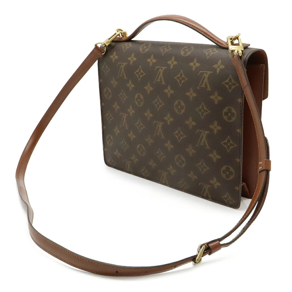 Louis Vuitton Shoulder Shoulder Bag Handbag Monogram Monceau Business Brown